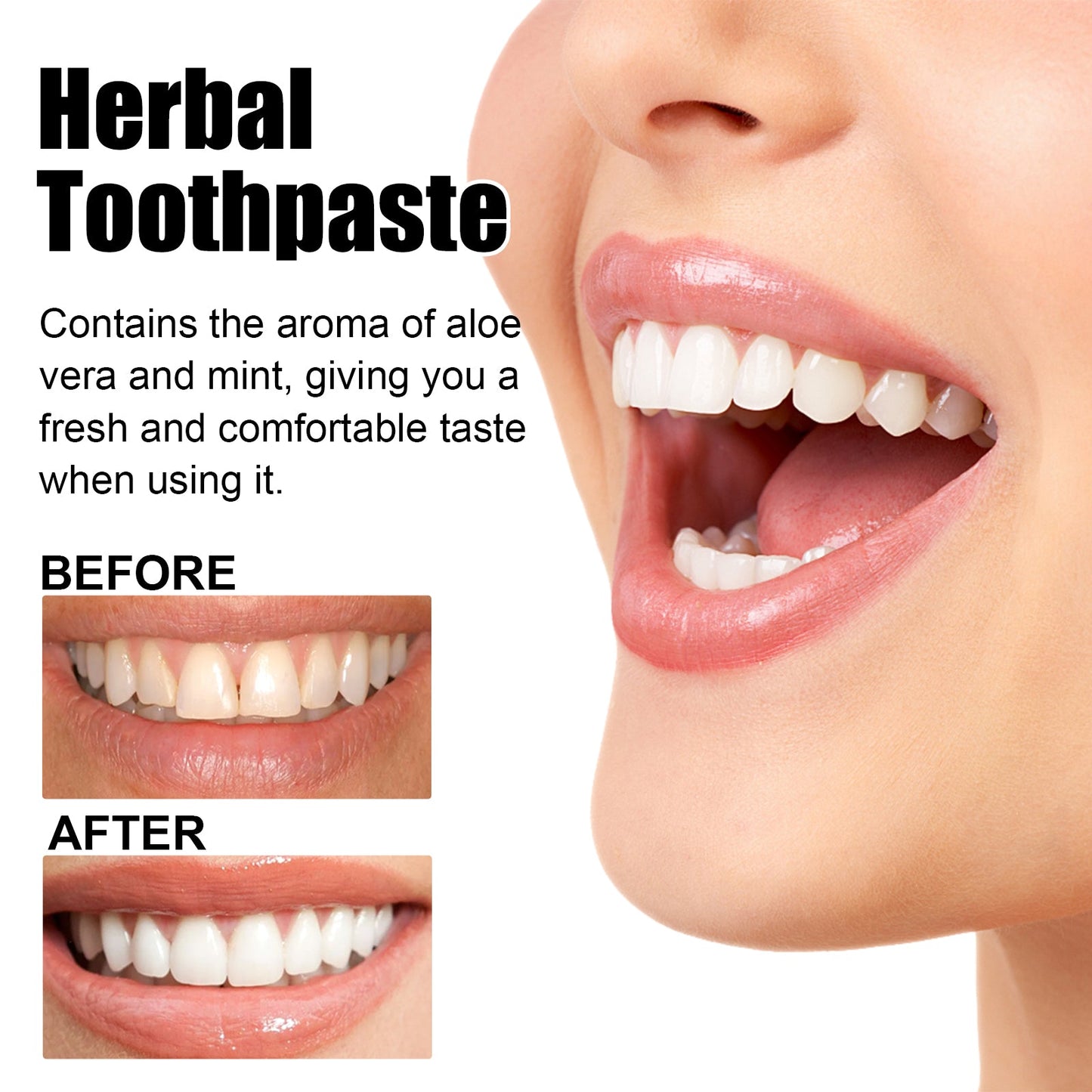 Aloe Vera Whitening Toothpaste for Fresh Breath and Bright Smile
