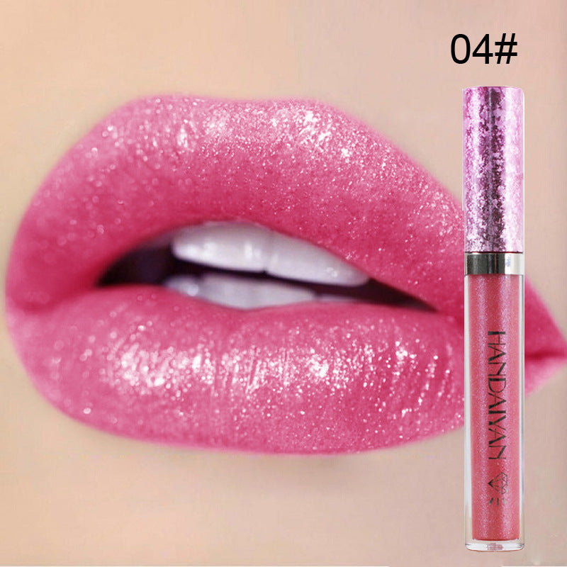 handaiyan Diamond Pearl Lip Gloss Non-Stick Cup Mermaid Lip Gloss Lipstick - Korvel