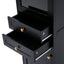 Tall Bathroom Storage Cabinet with Glass Doors, Free-Standing, Two Drawers, and Adjustable Shelves, MDF Board, Painted Black - Korvel