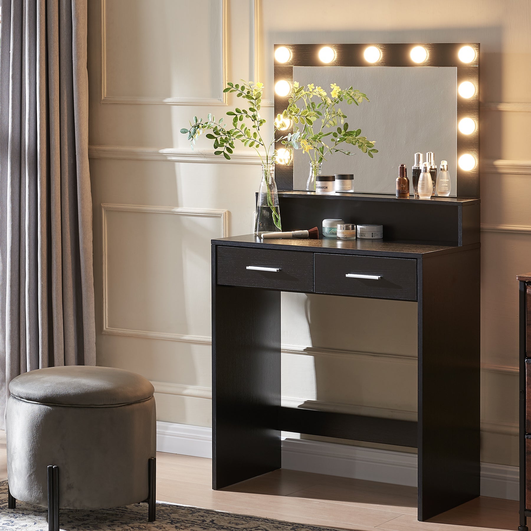 Makeup Vanity Desk with Mirror & Light - Korvel