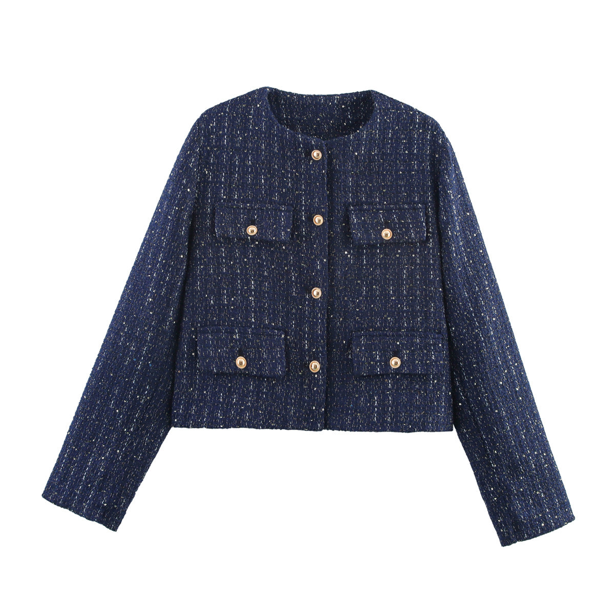 Veste Croppée Chic Décorée de Poches