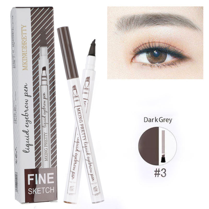 Makeup Micro Sculpture Fine Grain Eyebrow Pen Four Fork Eyebrow Pen Anti Sweating and Non Staining Liquid Eyebrow Pen Four Head - Korvel