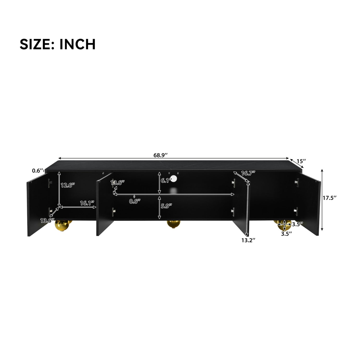 U-Can modern TV stand is suitable for TVs under 75 inches and comes with a storage cabinet top marble pattern and circular stand - Korvel