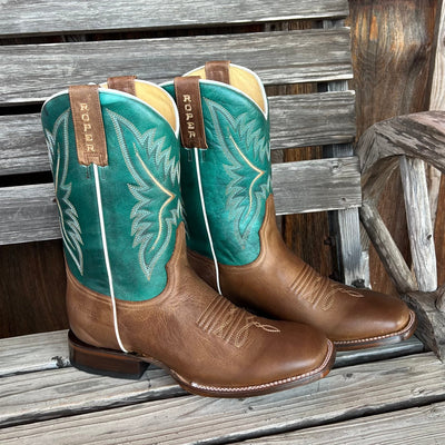Green Cowboy Roper Boots for Men - Handcrafted Quality - Korvel