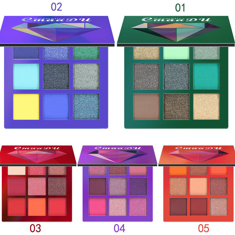 Palette d'ombres à paupières CmaaDu 9 couleurs Diamond Shine