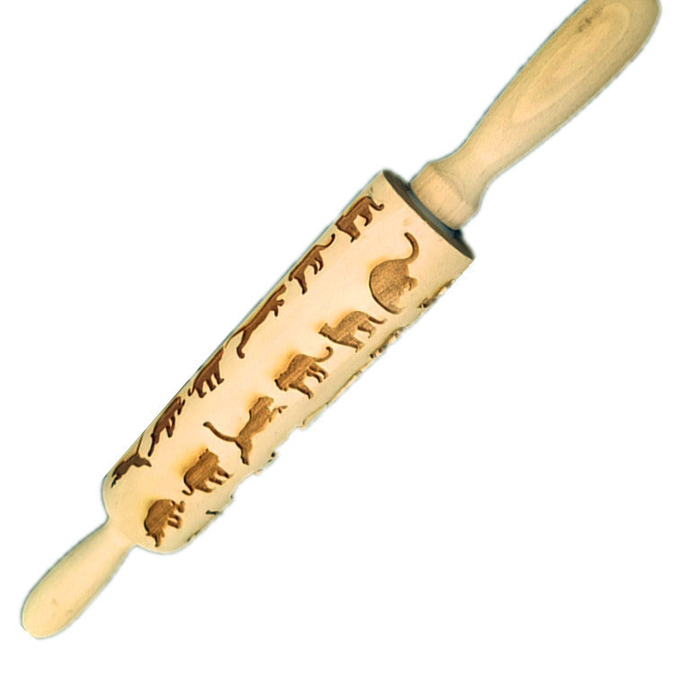 Wooden Rolling Pin Beech Wood Laser Engraved Printing Rolling Pin Christmas Flip Sugar Cookie Pressing Stick - Korvel