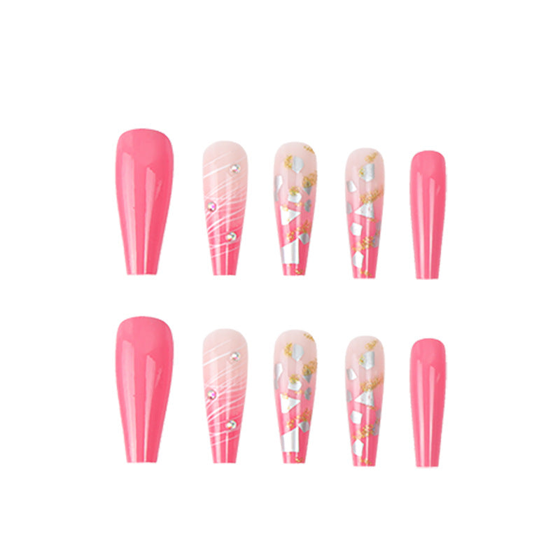 Wear The Same Type Of INS Shell Glitter Powder Spot Drill Nail Patch And Long Ballet Nail - Korvel