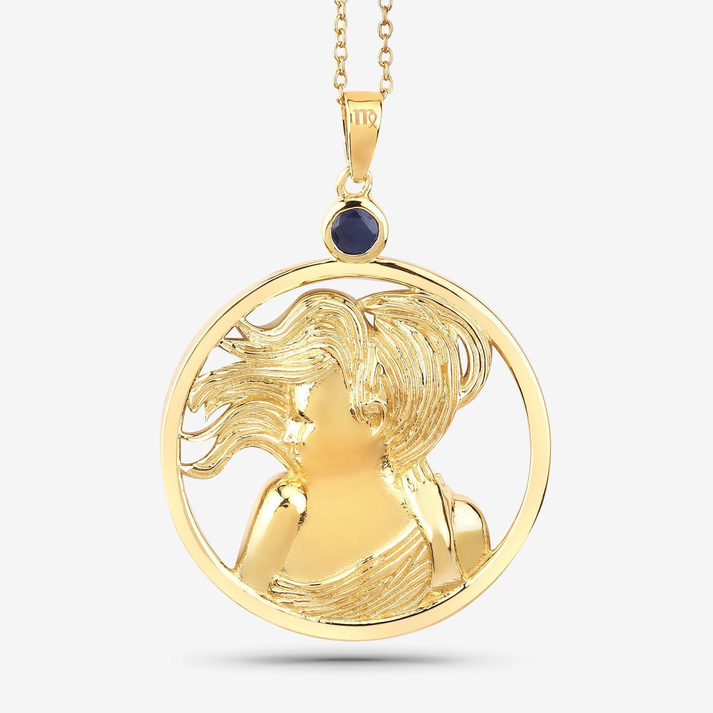 Pendentif en saphir bleu véritable de 0,27 carat en argent sterling