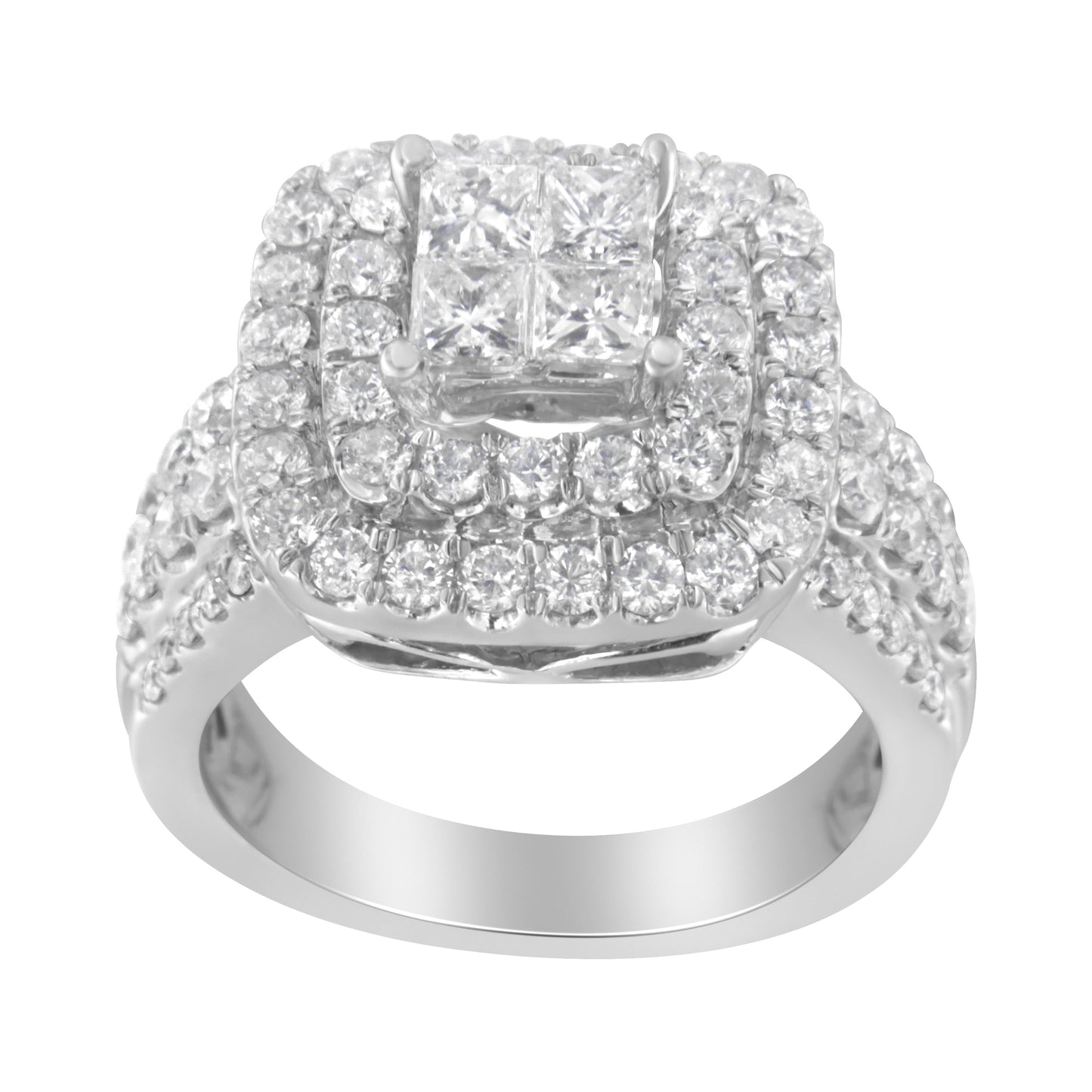 14KT White Gold Diamond Engagement Ring - 2 1/4 cttw