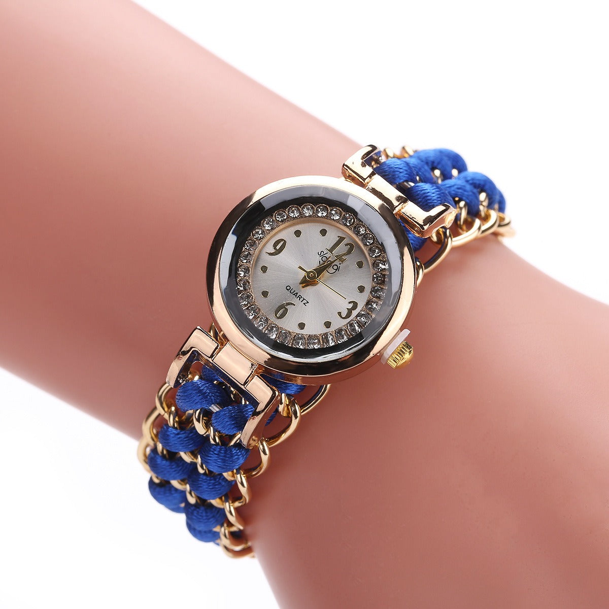New small dial with diamond inlay Women's woven rope watch Women's creative fashion retractable rope quartz watch - Korvel
