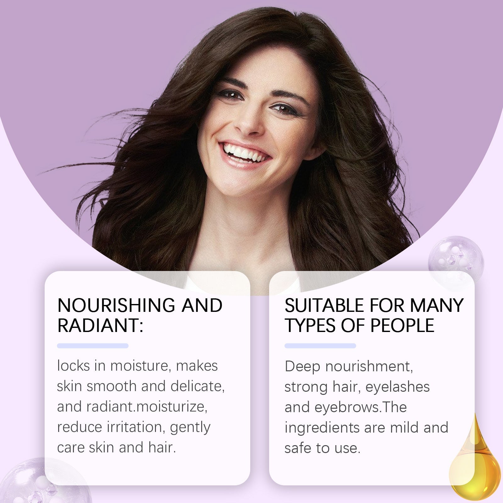 Ouhoe Black Castor Oil Eyebrow Eyelash Hair Soft Shine Skin Care Multi-Effect Care Essential Oil - Korvel
