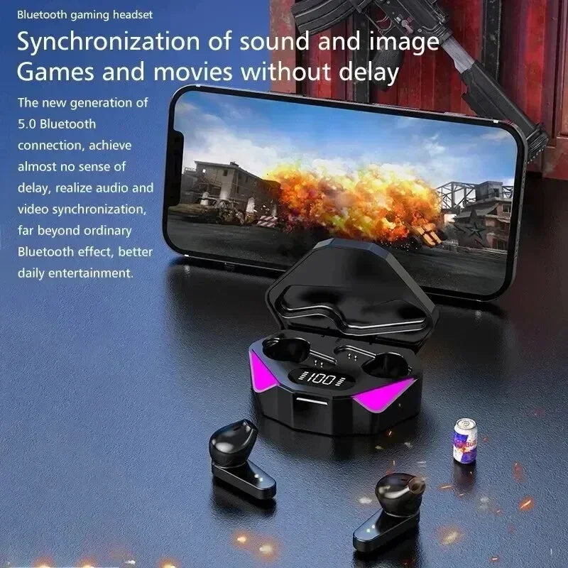 X15 juegos de deportes electrónicos inalámbricos TWS de dos orejas comen pollo con baja latencia pantalla digital táctil 5.0 auriculares Bluetooth - Korvel