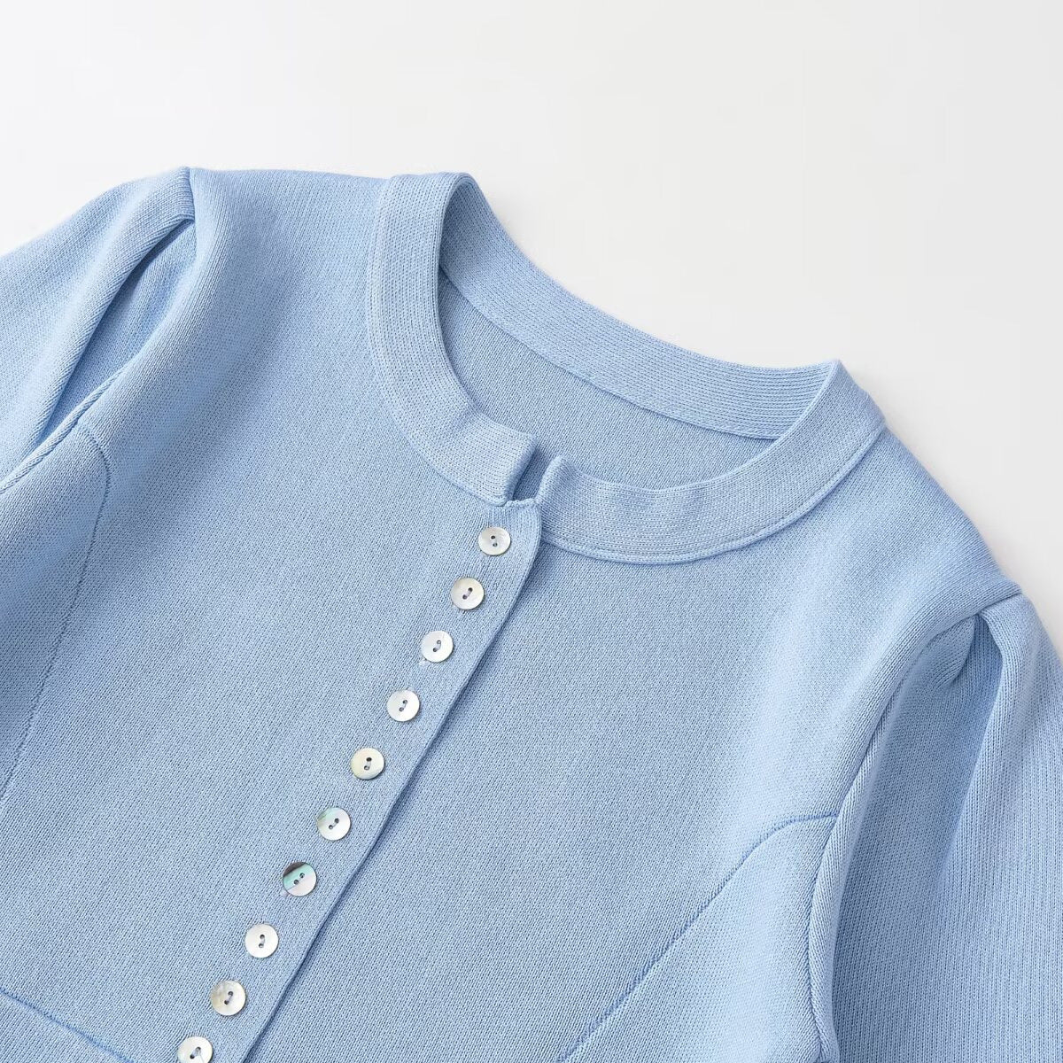 Chaleco de Punto Burbuja con Cuello Redondo Chic