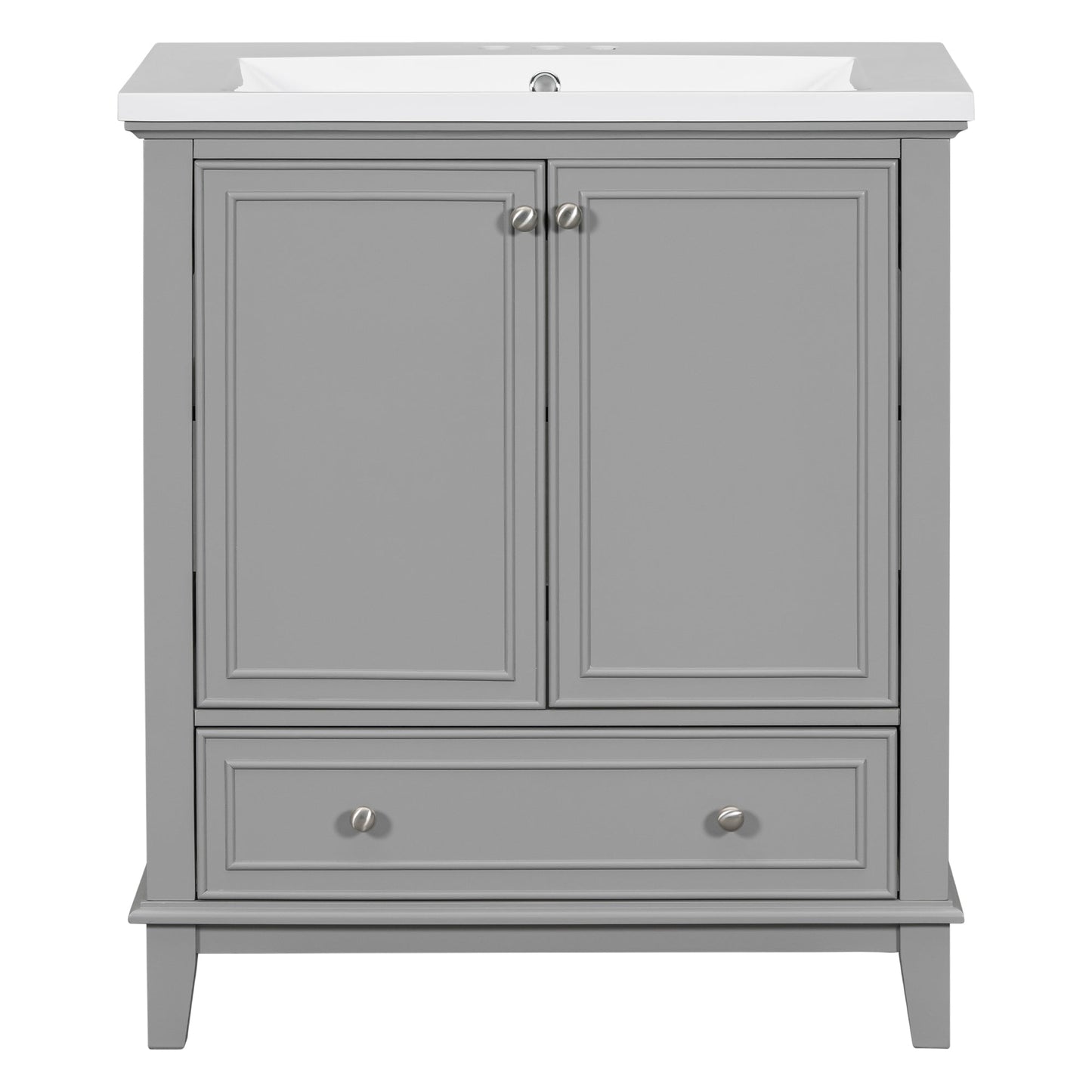 30inchgrey Bathroom Vanity with Sink ComboMulti-functional Bathroom Cabinet with Doors and Drawer Solid Frame and MDF Board - Korvel