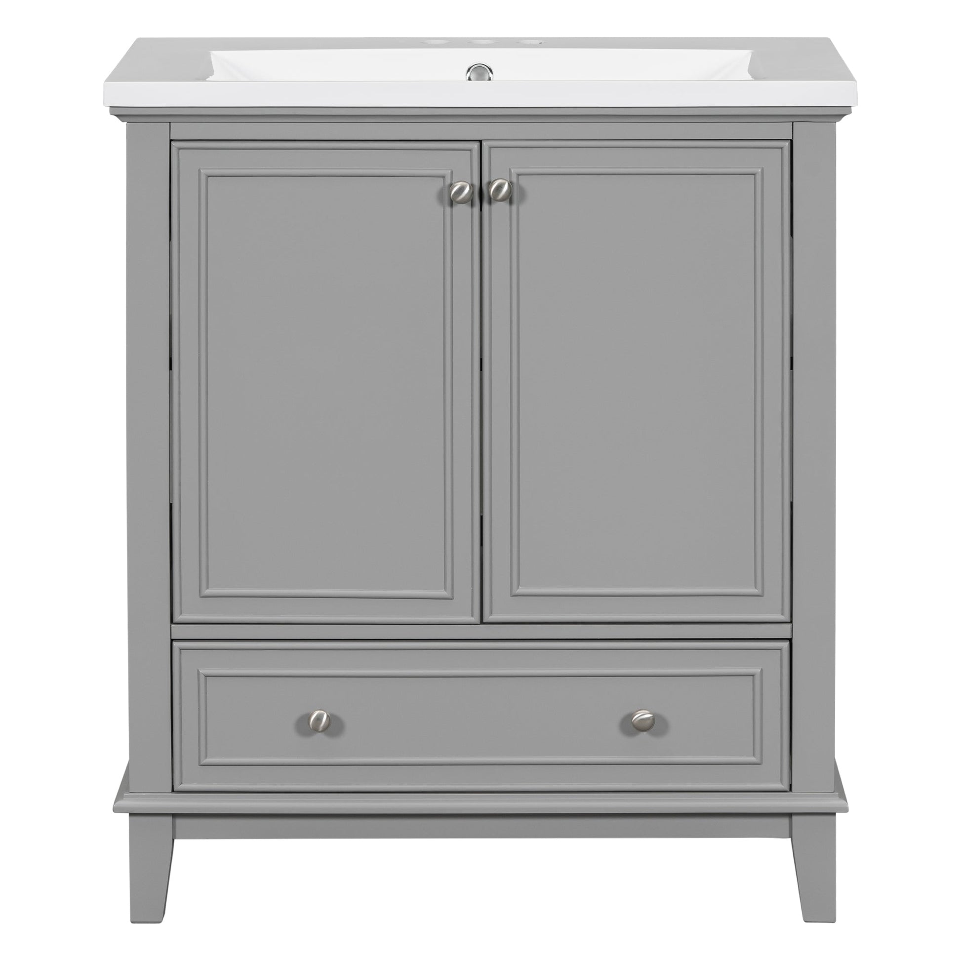 30inchgrey Bathroom Vanity with Sink ComboMulti-functional Bathroom Cabinet with Doors and Drawer Solid Frame and MDF Board - Korvel