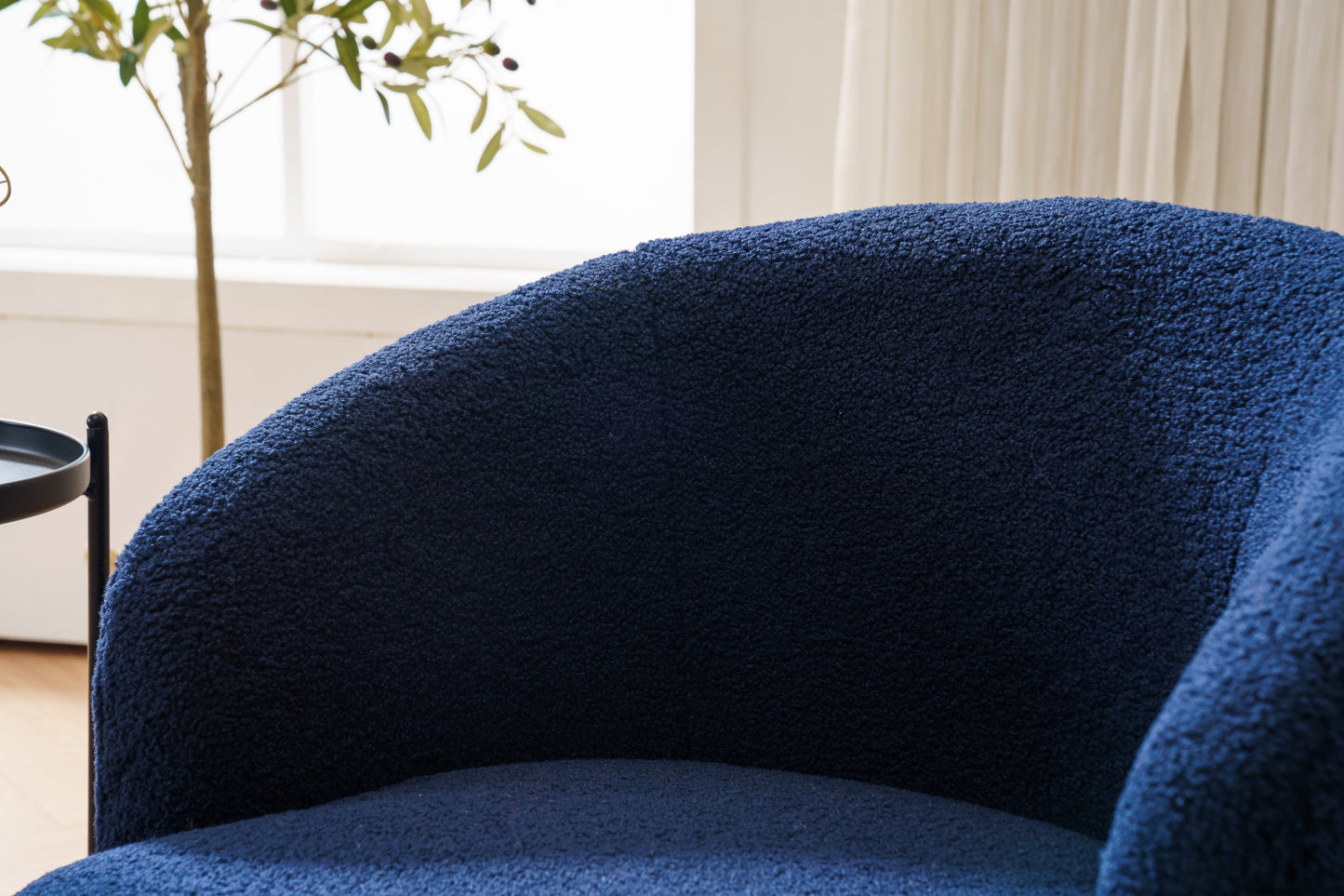 Teddy Fabric Swivel Accent Armchair - Dark Blue