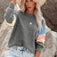 Color Block Round Neck Long Sleeve Sweatshirt - Korvel