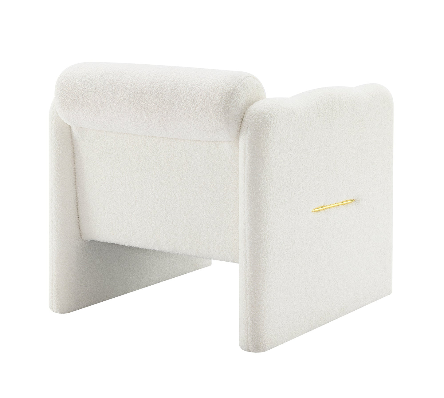 Sofá Blanco Elegante con Reposabrazos Ondulados y Accentos Metálicos