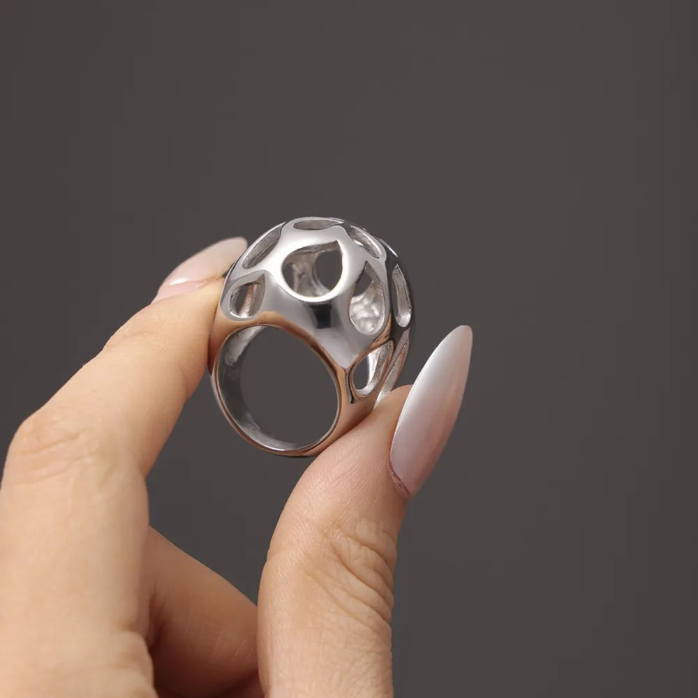 Large aperture hollow exaggerated heavy-duty stainless steel ring - Korvel