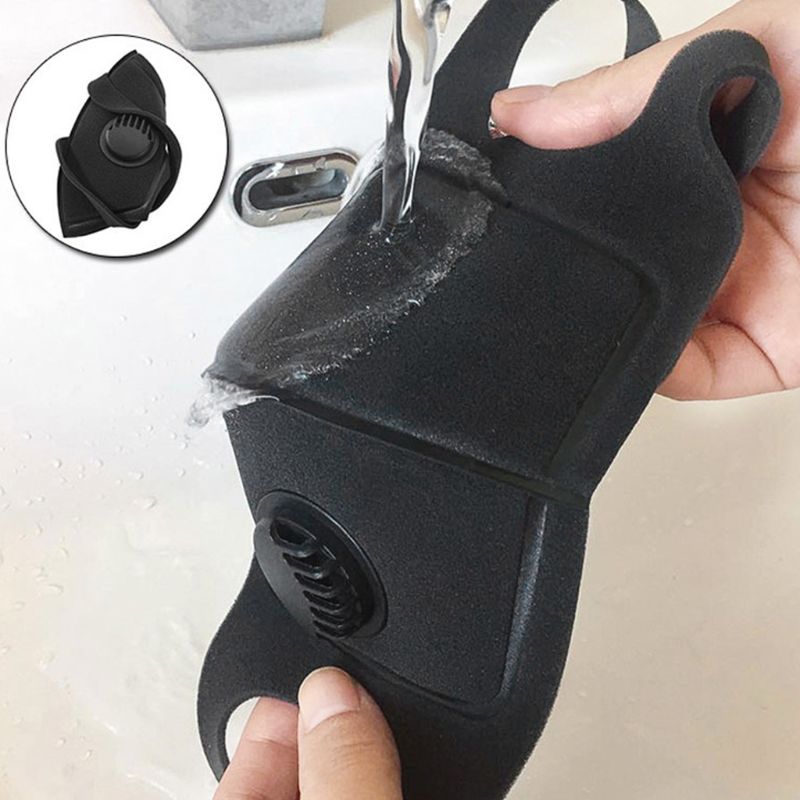 Unisex Sponge Dustproof PM2.5 Pollution Half Face Mouth Mask With Breath Valve Wide Straps Washable Reusable Muffle Respirator - Korvel