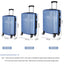 3 Piece Luggage with TSA Lock ABS, Durable Luggage Set, Spinner Wheels Cross Stripe Luggage Sets 20in/24in /28in Light Blue - Korvel
