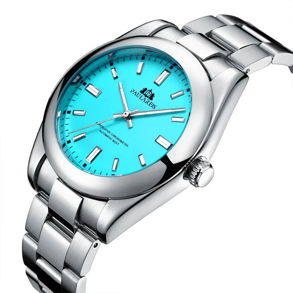 Luxury Automatic Watch for Men - Colorful Stainless Steel 41mm