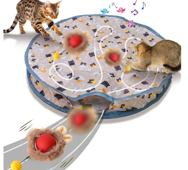 New Arrival Motion Activated Chirping Cat Toy Ball Hunting Cover Play Mat Christmas Interactive Toys For Cats To Play - Korvel