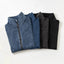Pocketed Turtleneck Zip Up Denim Top - Korvel