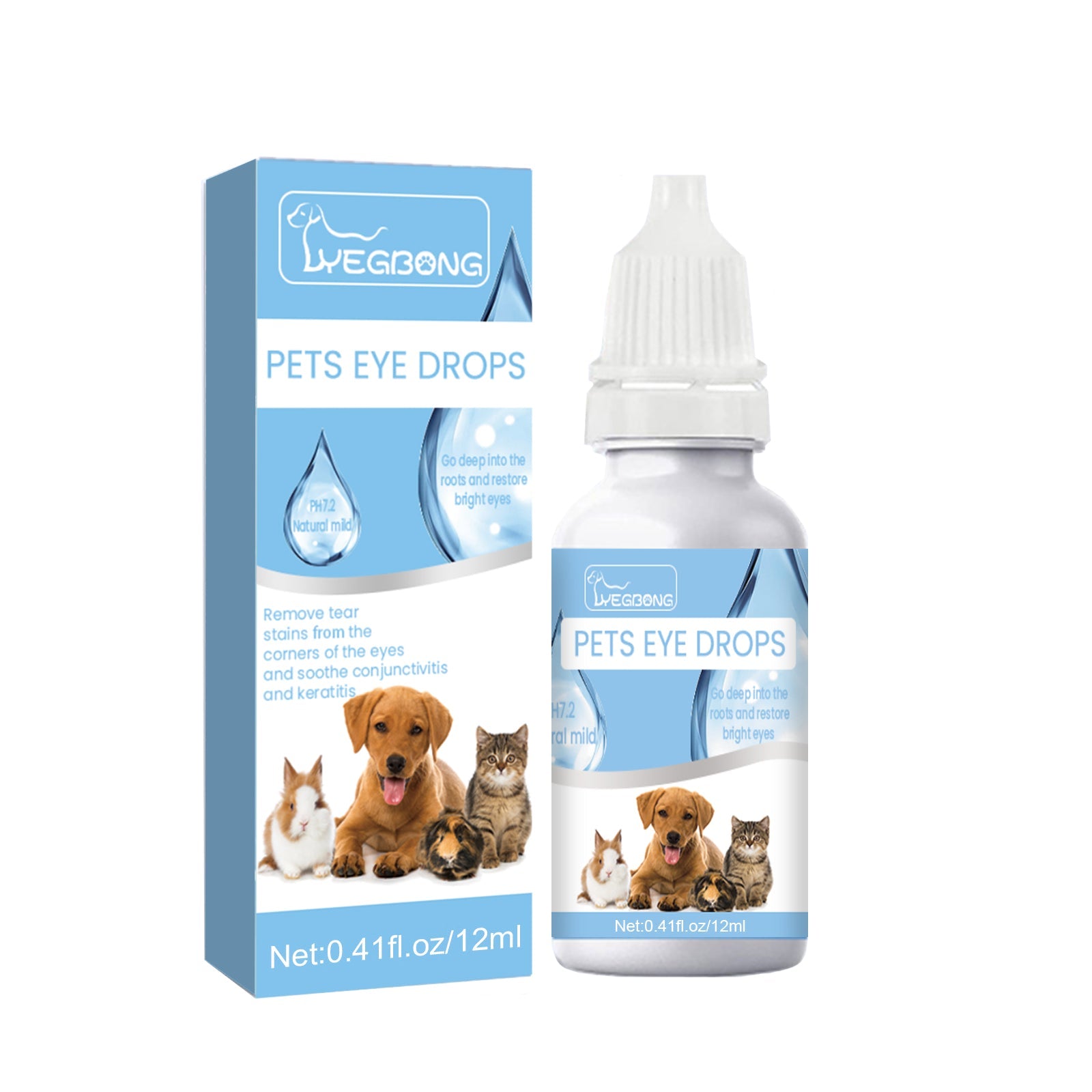 Pet Eye Drops, Cats And Dogs Eye Cleaning Care Pet Eye Wash Tear Stain Remover - Korvel