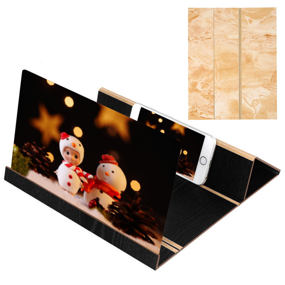 3D Phone Screen Magnifier Stereoscopic Amplifying 12 Inch Desktop Wood Bracket 3D HD Movie Video Amplifier With Foldable Holder - Korvel