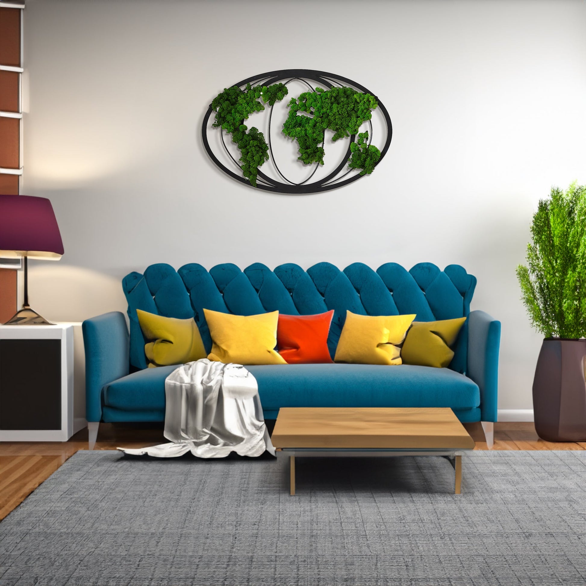 Moss World Map Metal Wall Decor - Korvel