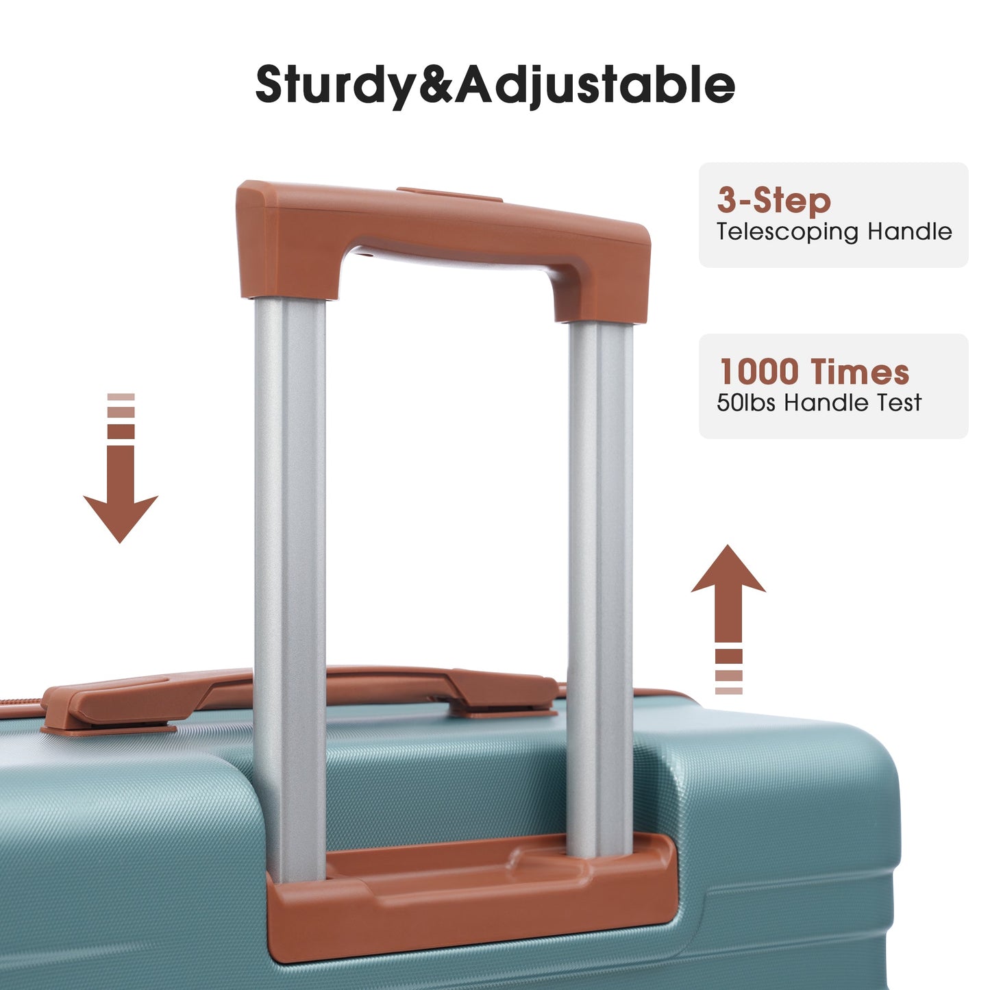 Hardshell Luggage Sets 3 Pcs Spinner Suitcase with TSA Lock Lightweight 20''24''28''  Green + ABS - Korvel