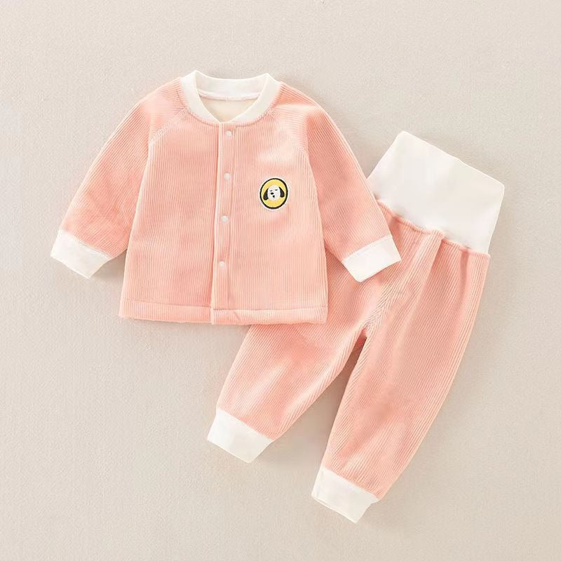Children's Autumn And Winter Warm Suit Baby Spring And Autumn Plus Fleece Outer Wear Tops Pants Men And Women Baby Two Sets - Korvel
