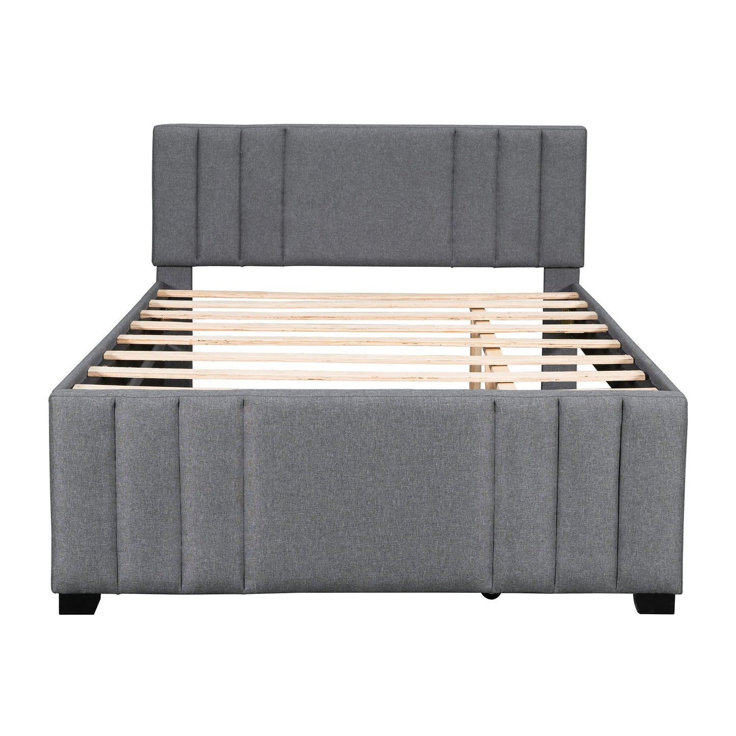 Full Upholstered Platform Bed with Trundle Grey - Korvel