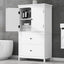 Bathroom Storage Cabinet, Cabinet with Two Doors and Drawers, Adjustable Shelf, MDF Board, White - Korvel