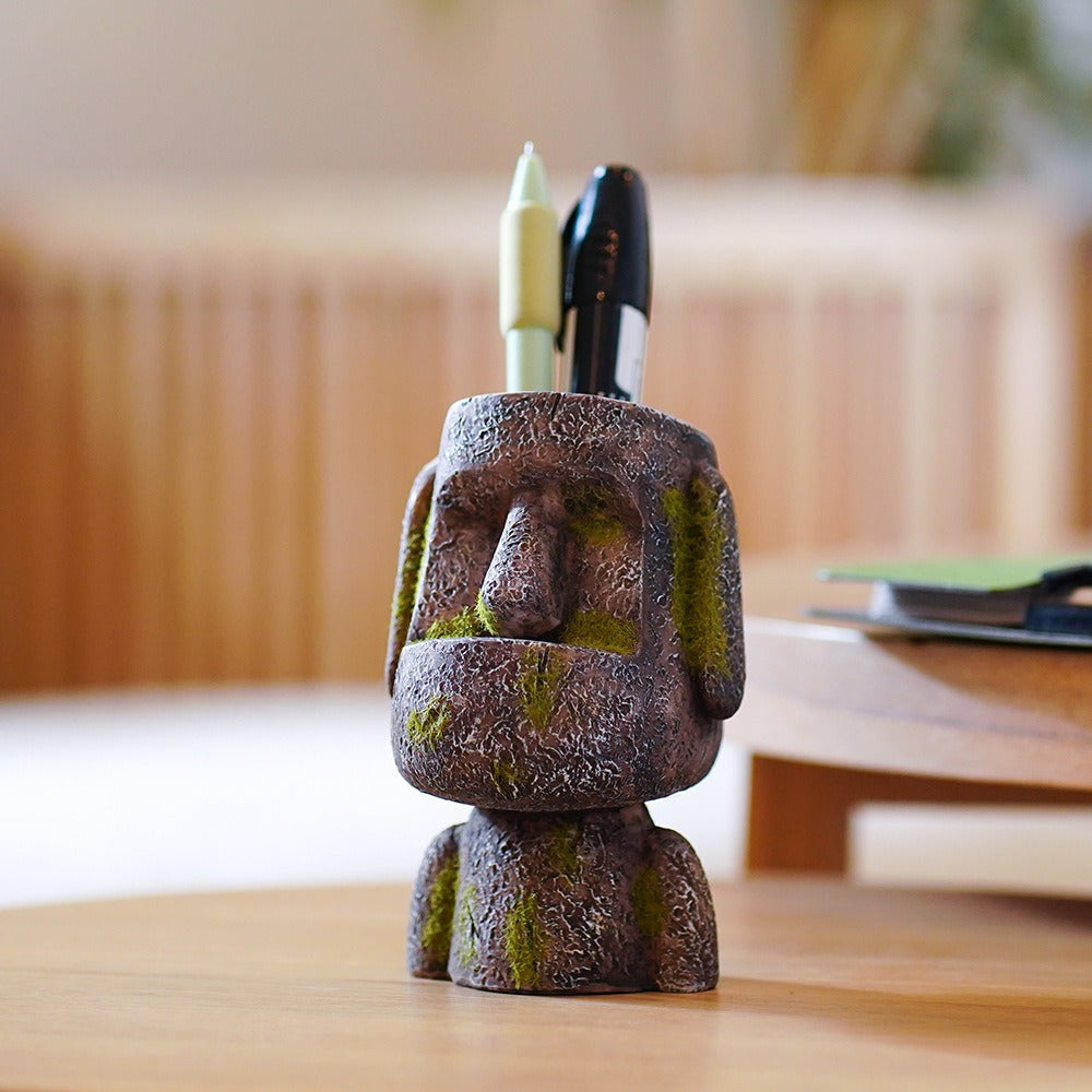 3D Resurrection Island Stone Statue Pen Holder Bathroom Storage Decoration Resin - Korvel