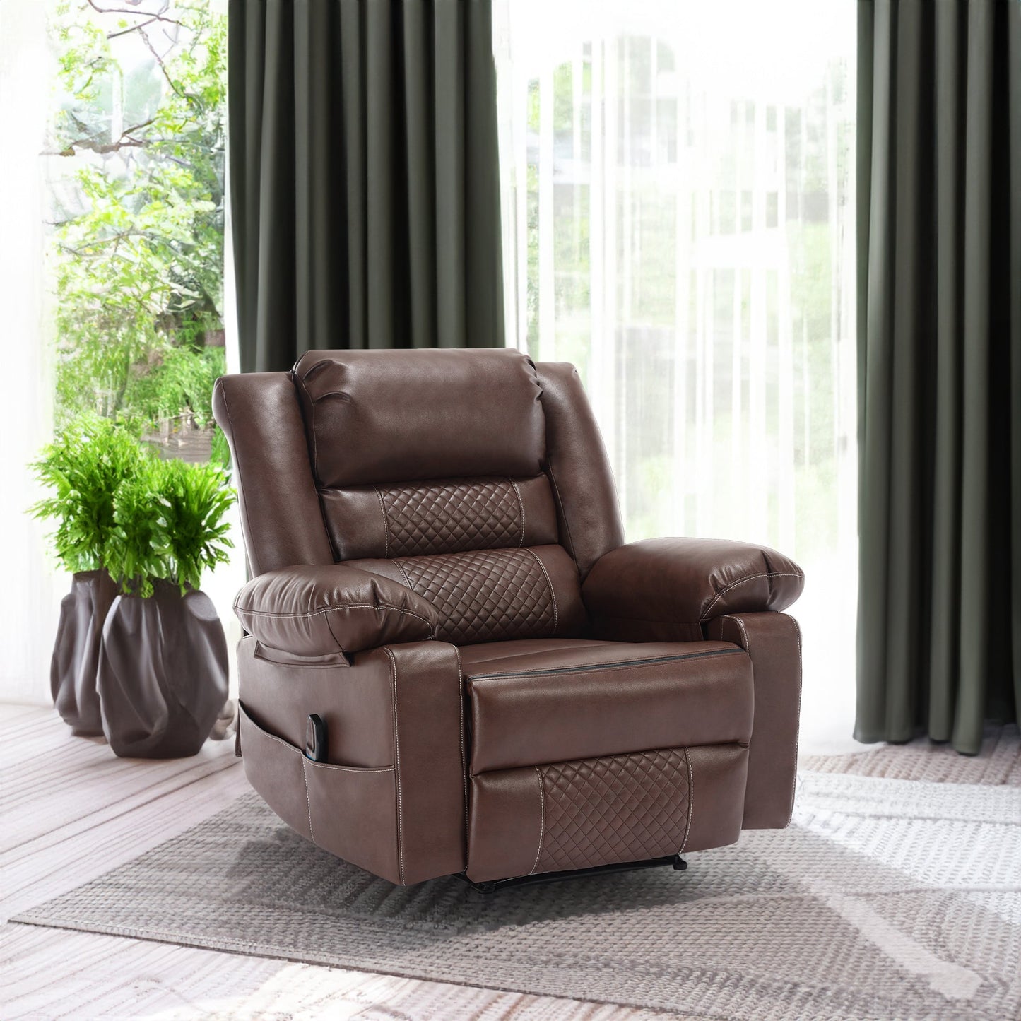 Fauteuil inclinable manuel en cuir respirant pour salon