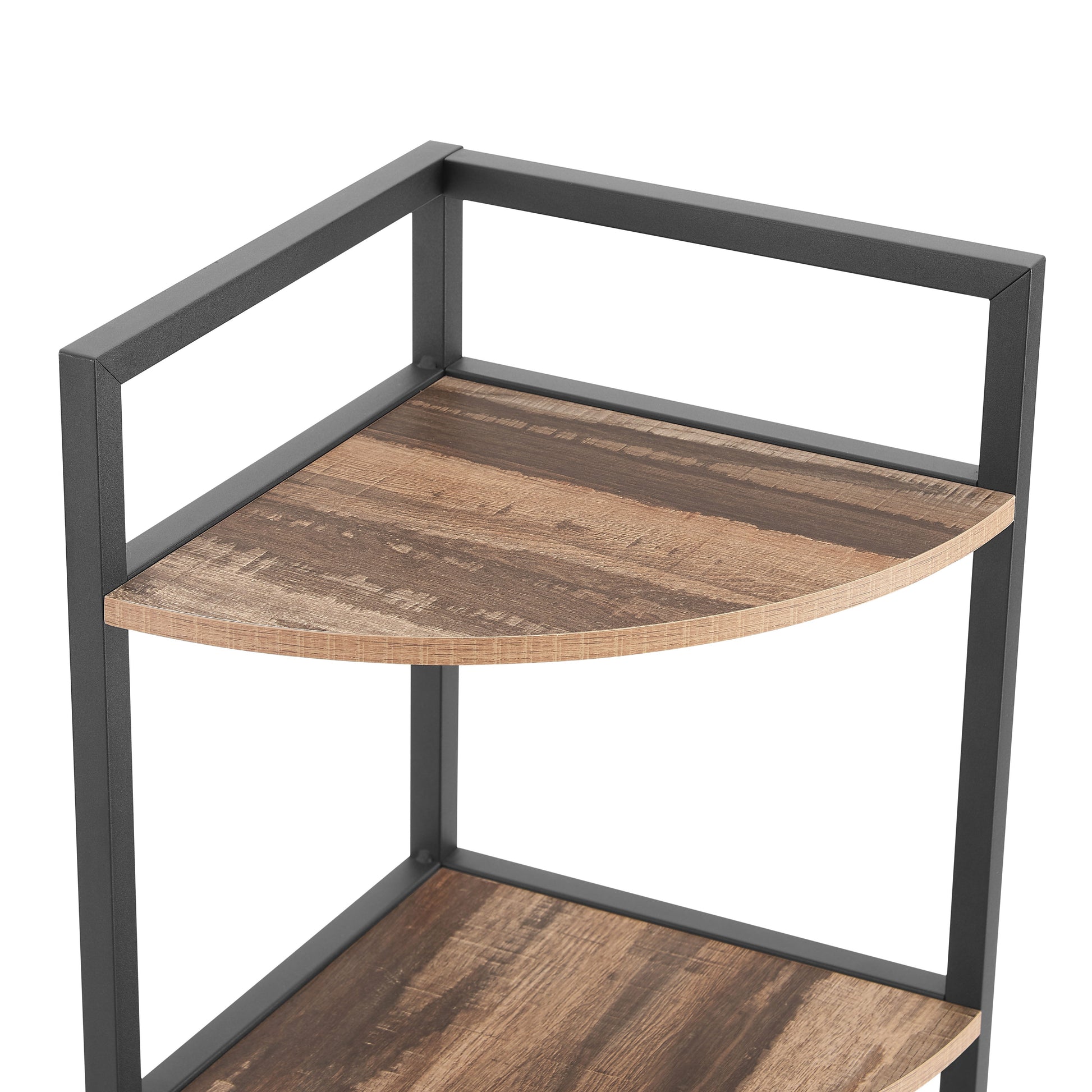 6-story corner open bookshelf modern bookshelf wooden frame independent bookshelf unit, country brown - Korvel