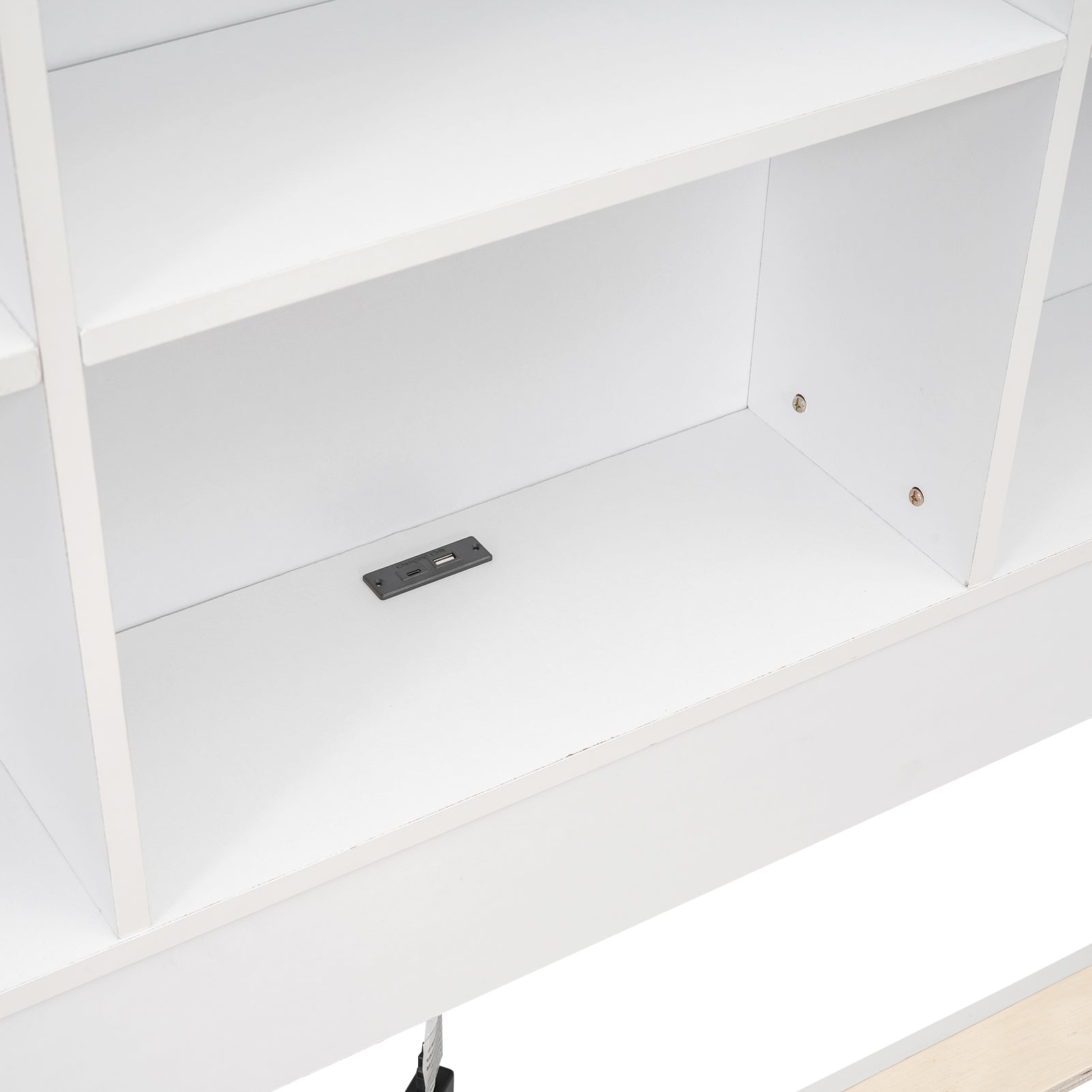 Full Size Platform Bed with Storage Headboard, Charging Station and 2 Drawers White - Korvel