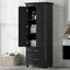 Tall Storage Cabinet with Two Drawers for Bathroom/Office, Black - Korvel