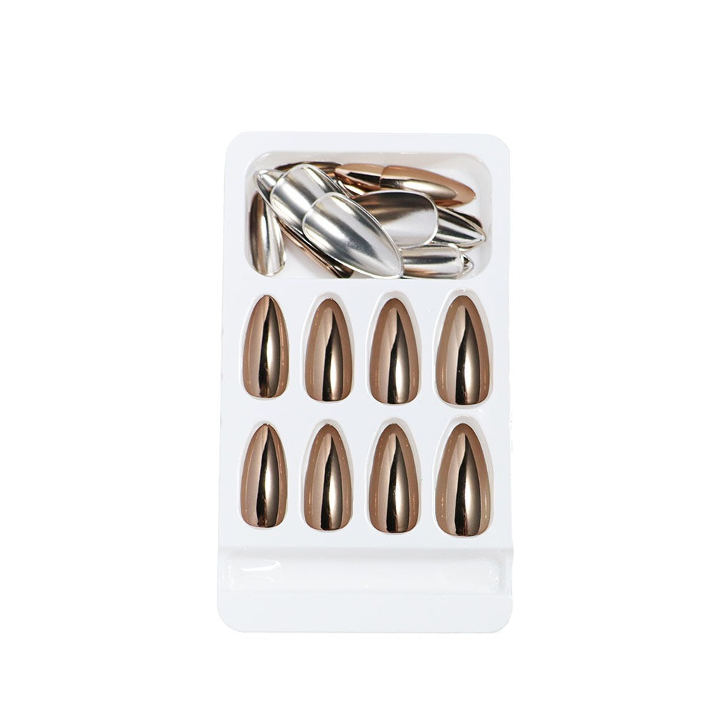 Wearable Nails European and American Style Electroplated Fake Nails Bronze Wearable Patch Manicure Nail Finished Products - Korvel