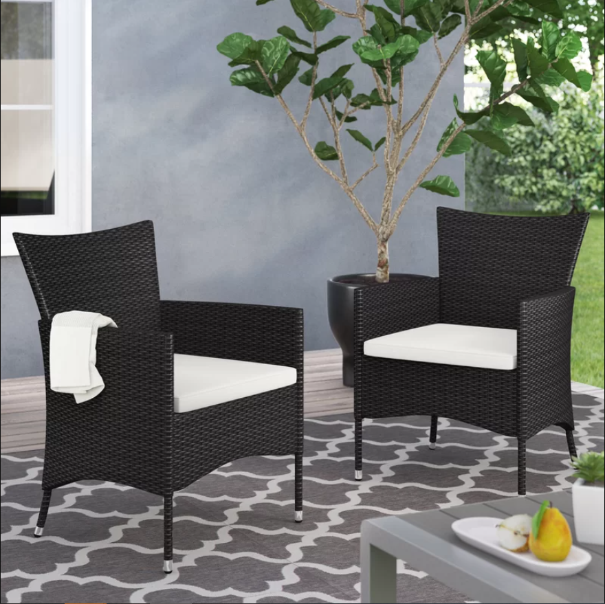 Clementine Outdoor Multibrown PE Wicker Dining Chairs (Set of 2) - Korvel