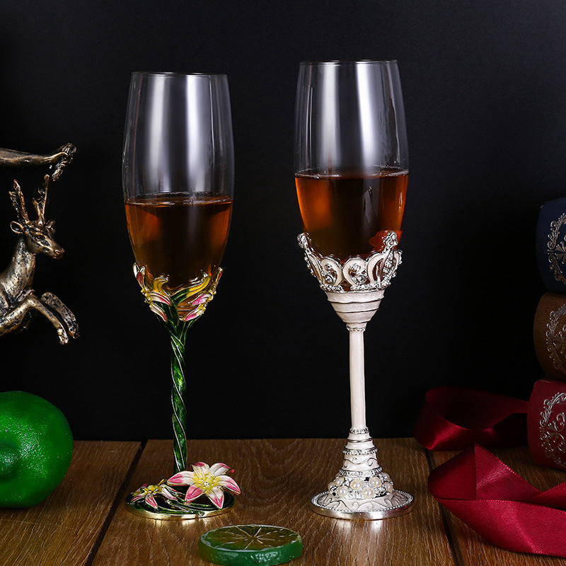 Crystal glass champagne glasses household high footed glasses - Korvel
