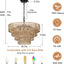 6-Light Dining Room Light Fixture, Wicker Pendant Lighting with 4-Tier Woven Lampshade, Large Farmhouse Chandeliers (20") - Korvel