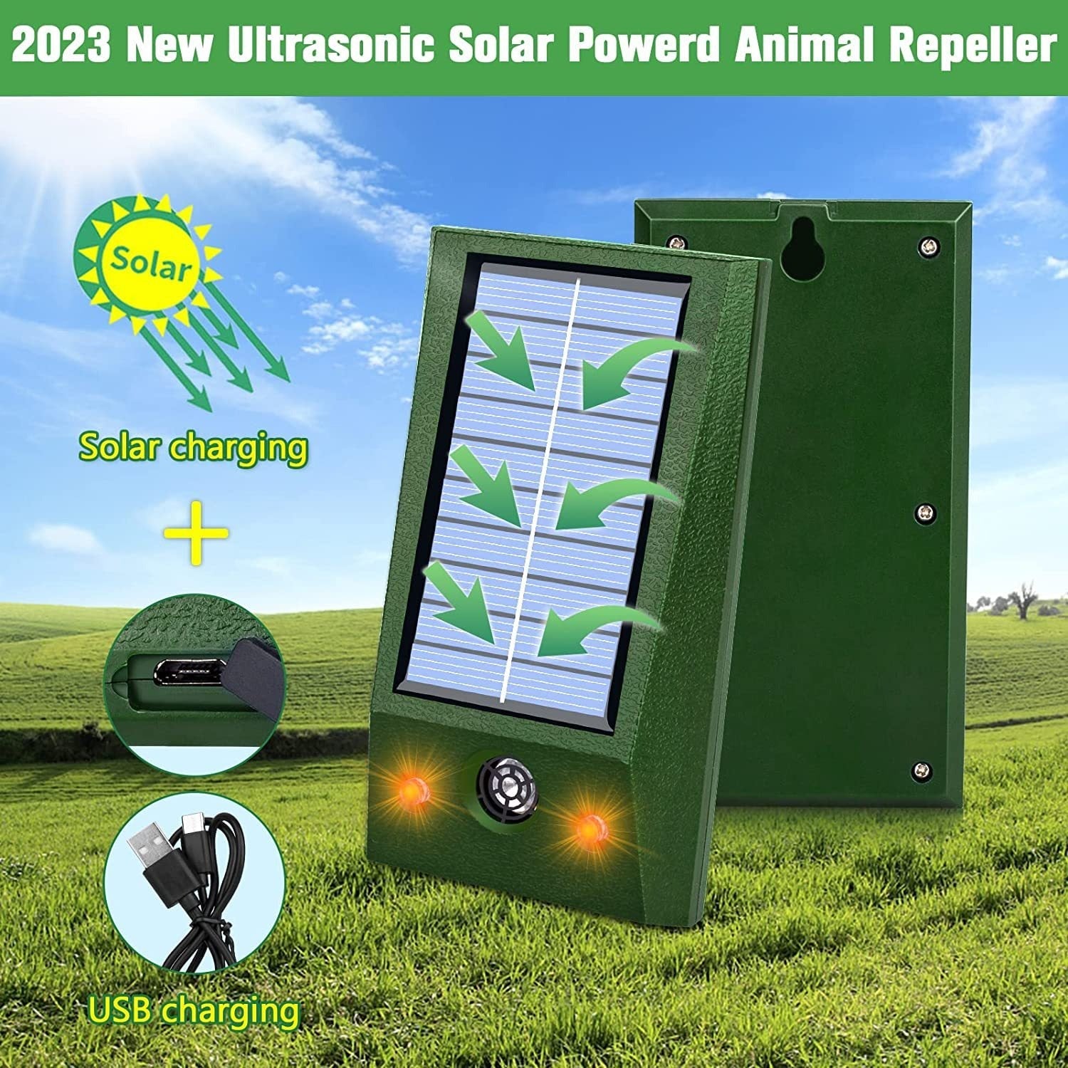 Ultrasonic mouse repeller Outdoor LED red and white flash bird repeller Ultrasonic dog repeller Cat repeller - Korvel