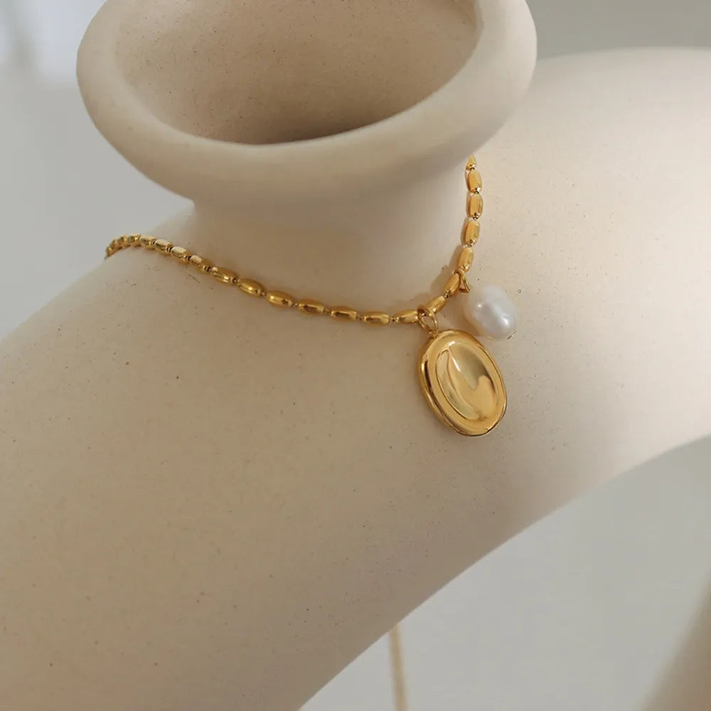 Elliptical Titanium Steel Necklace for Women
