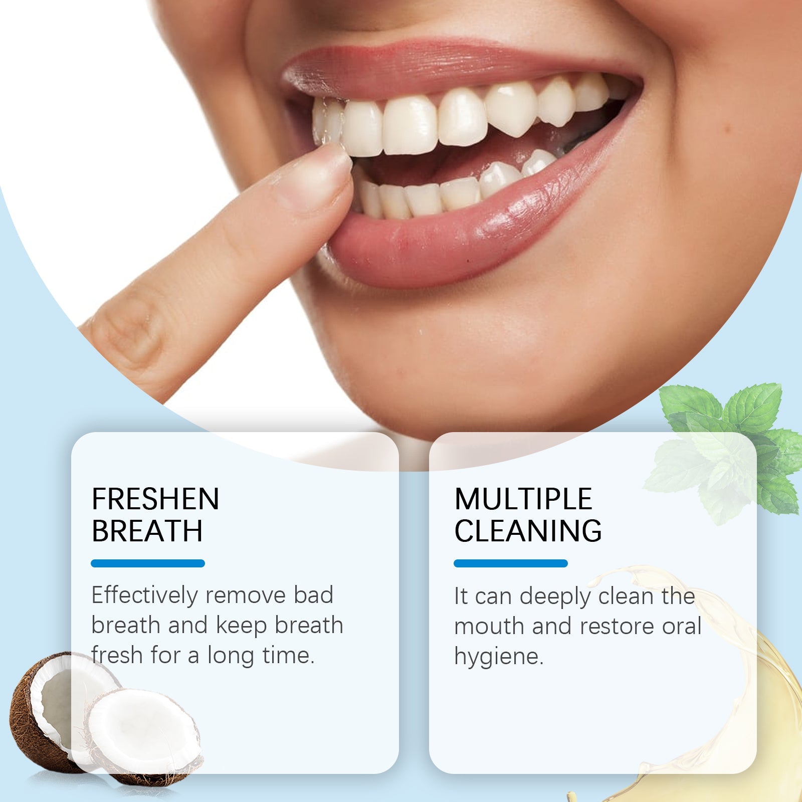 Mouth Coconut Mouthwash Fresh Breath Clean Odor Stains Stains And Beautiful Teeth Mouthwash - Korvel