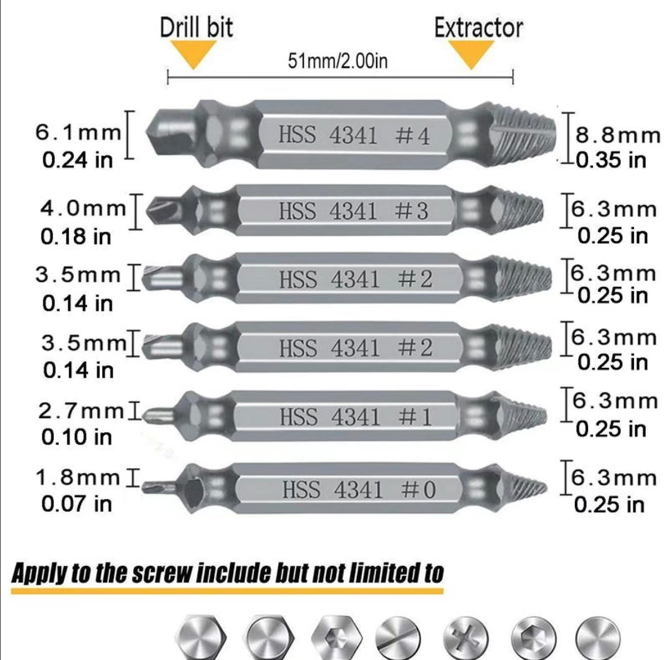 GripOut Screw Extractor Set - 6-Piece Tool Kit