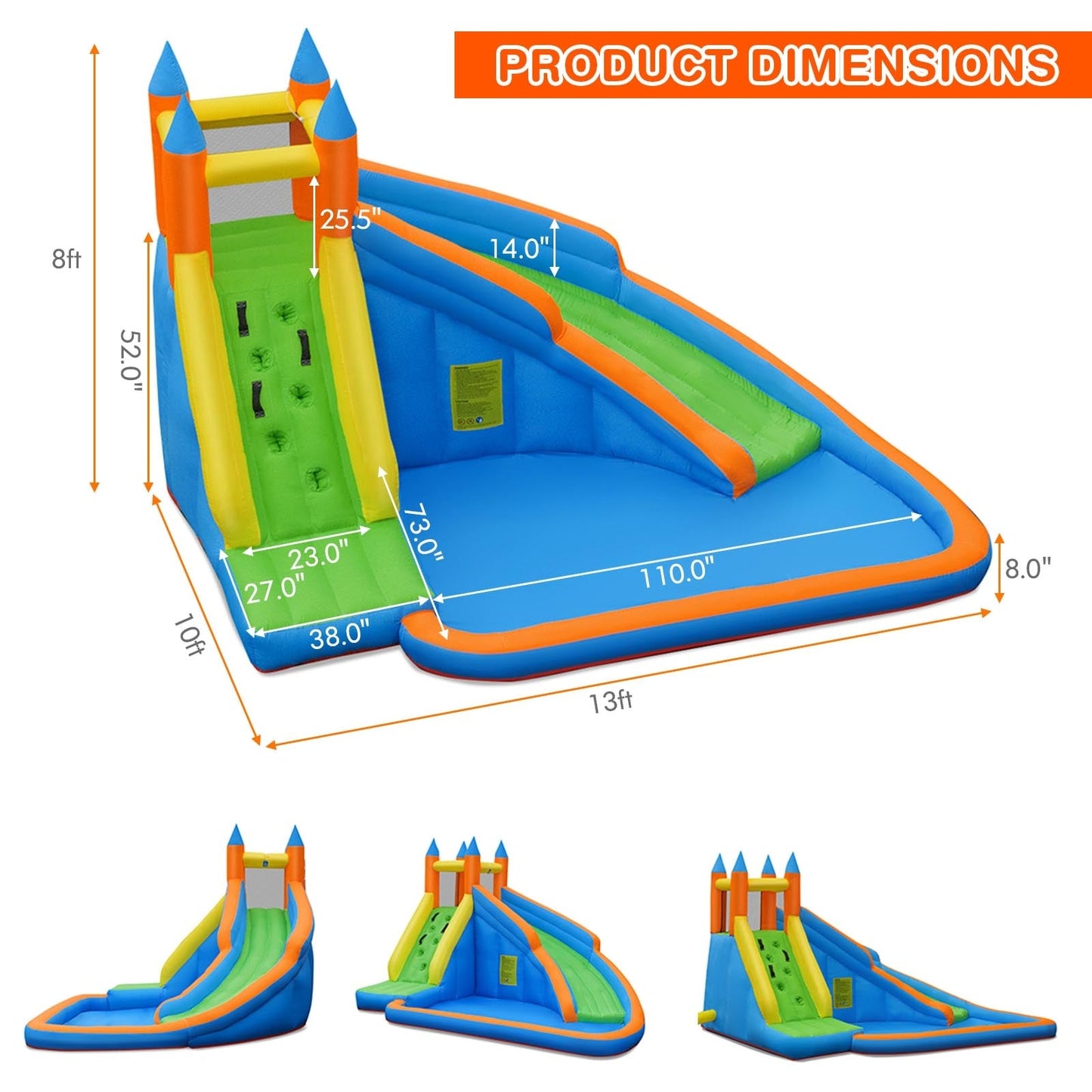 Inflatable Mighty Bounce House Jumper with Water Slide
