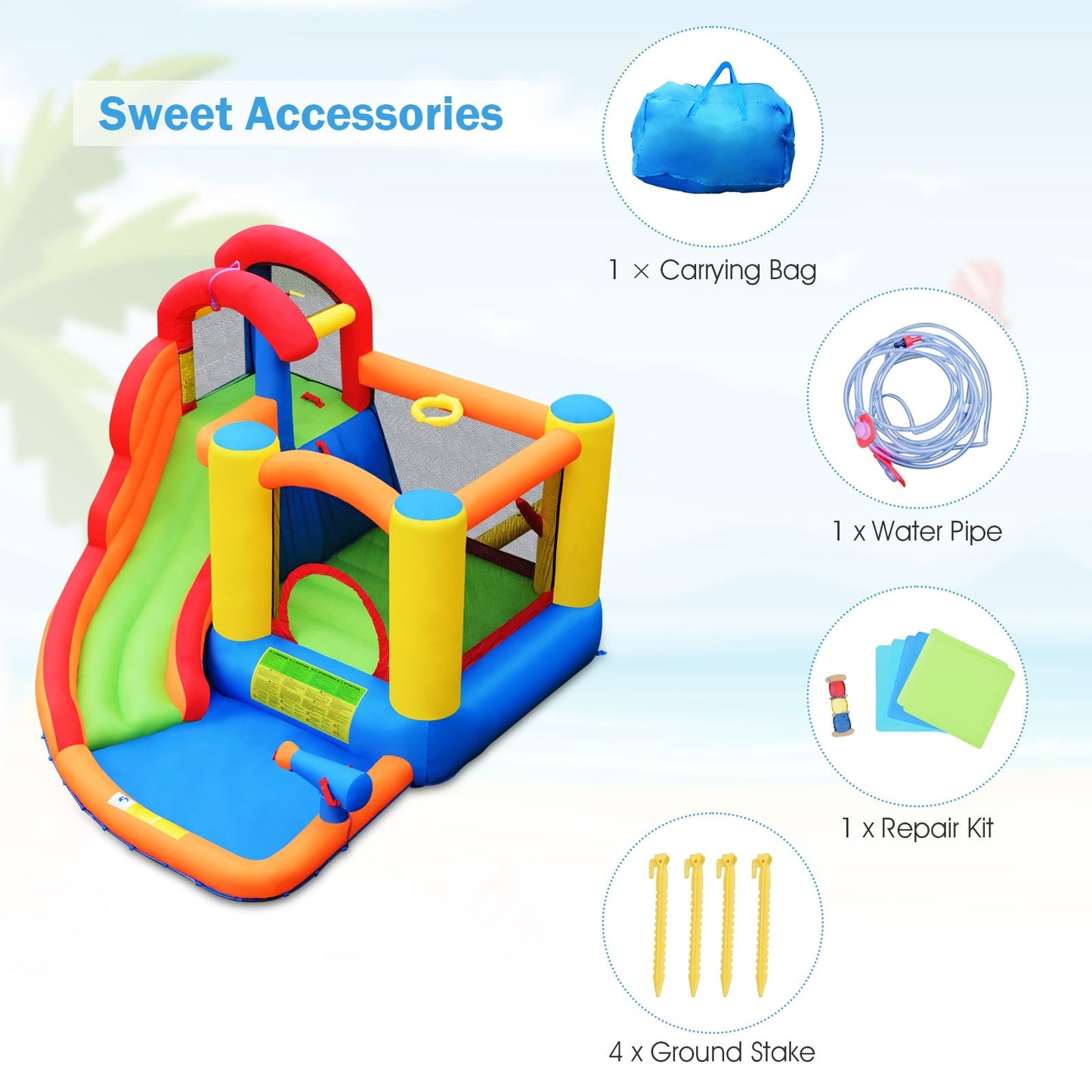 Casa Inflable de Deslizamiento de Agua Gbruno con Piscina y Cañón